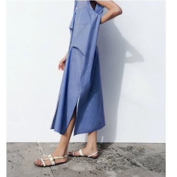 Zara Blue Button-Up Maxi Dress - Picture 5 of 5